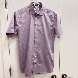 Eton Lavender Micro-Pattern Short Sleeve Dress Shirt slim fit